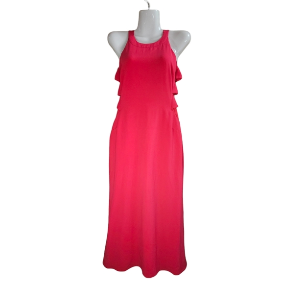* HP* Halston Heritage Twist Mesh Insert Gown in Fuchsia Size 2 RTR - Picture 1 of 8